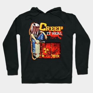 Retro Creep it Real Spooky Skateboarder Halloween Hoodie